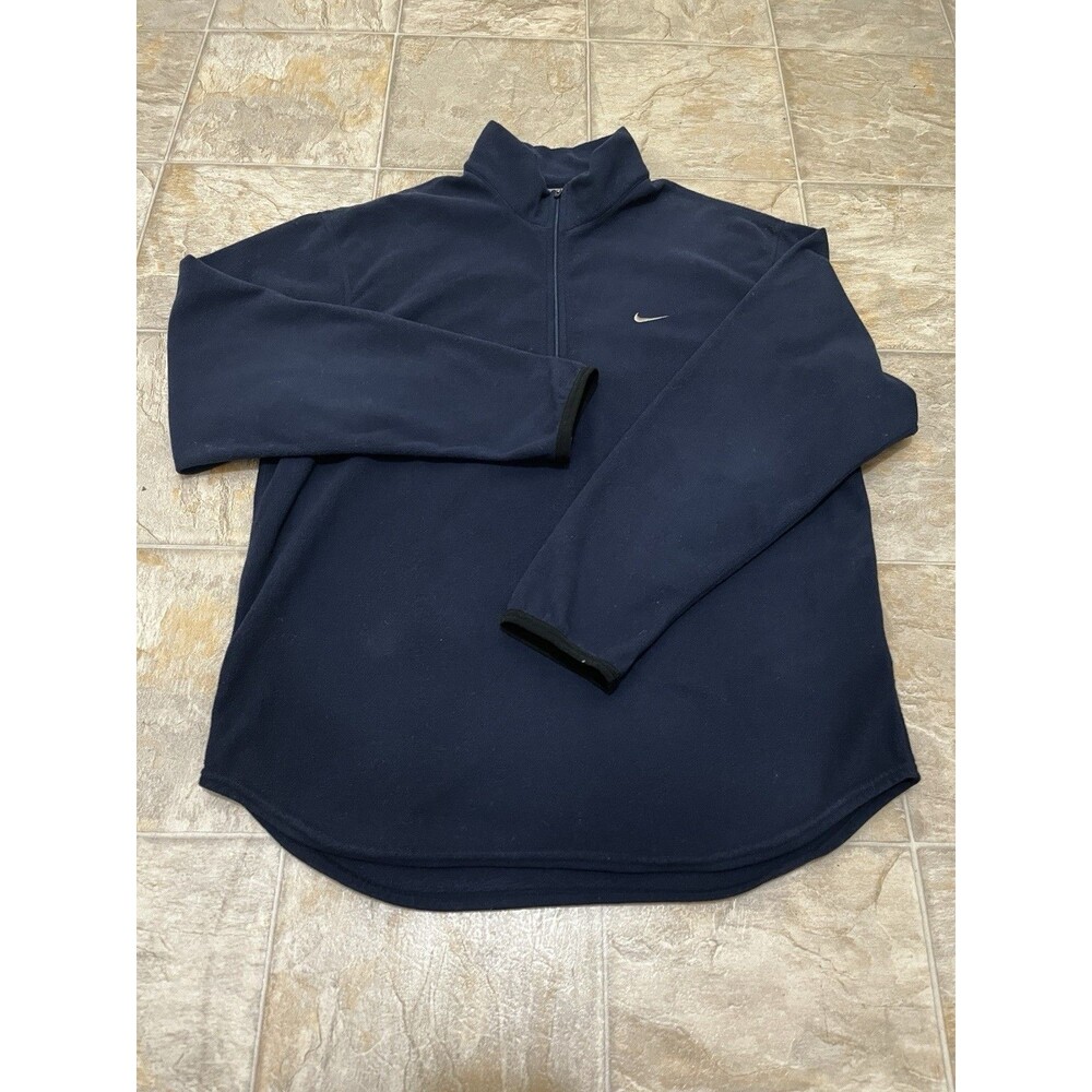 Vintage Nike Therma-FIT Navy Blue Full Zip Fleece Jacket Men’s Small Swoosh